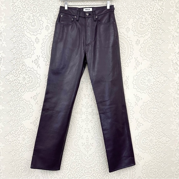 Agolde Recycled Leather 90's Pinch Waist Pants in Nightshade - Picture 6 of 16